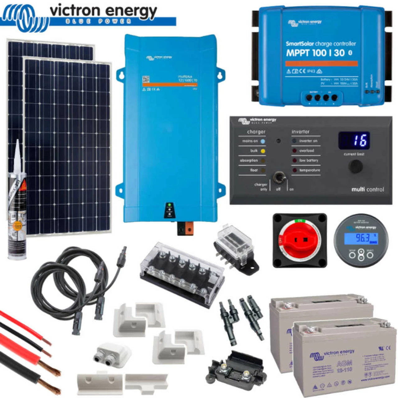 Victron Energy Victron 350 Watt Solar Panel Kit With MPPT Controller, MultiPlus And Digital Multi Control 3 Victron Energy Victron 350 Watt Solar Panel Kit With MPPT Controller, MultiPlus And Digital Multi Control